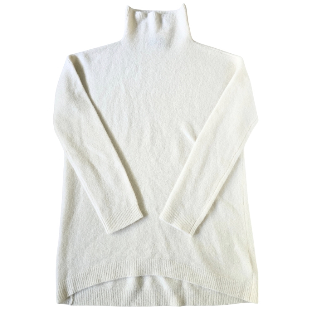 TAHARI Luxe Cashmere Mockneck Sweater Stretch Cream XS Extra Small Holiday